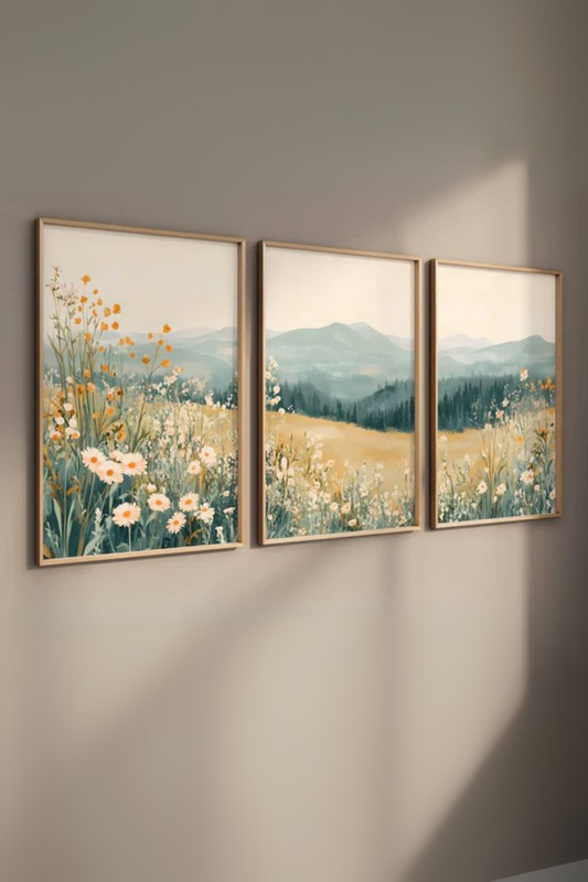 Set de 3 Paisaje con margaritas