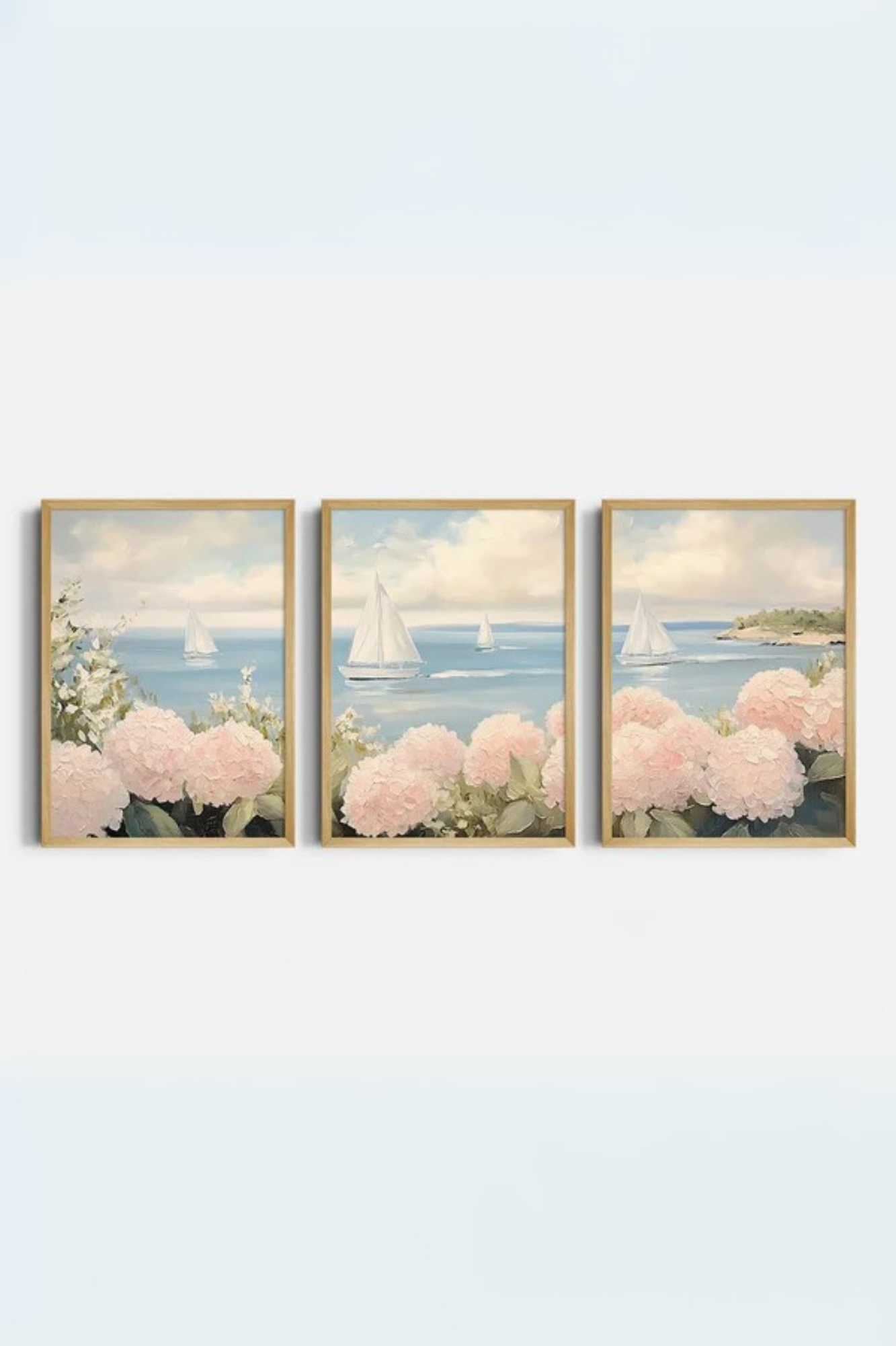 Set de 3 Mar con hortensias