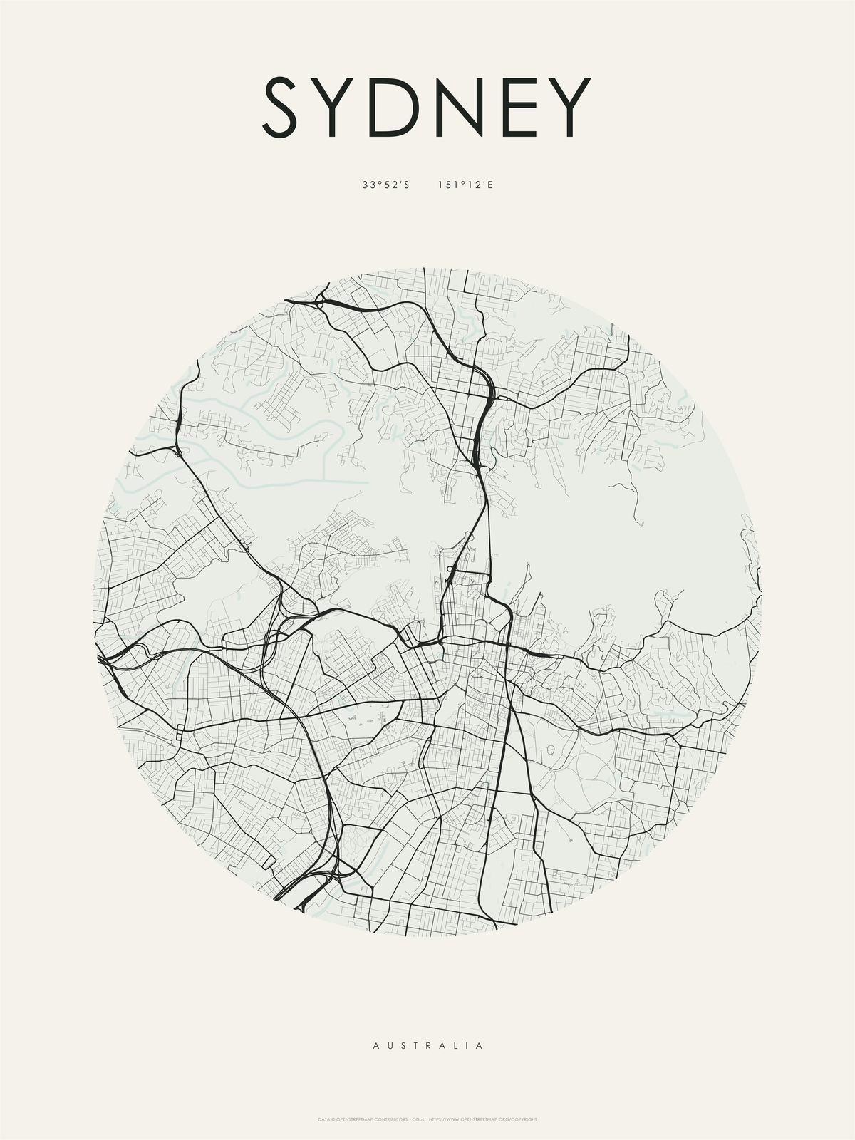 Sídney 1 — mapa artístico 3:4