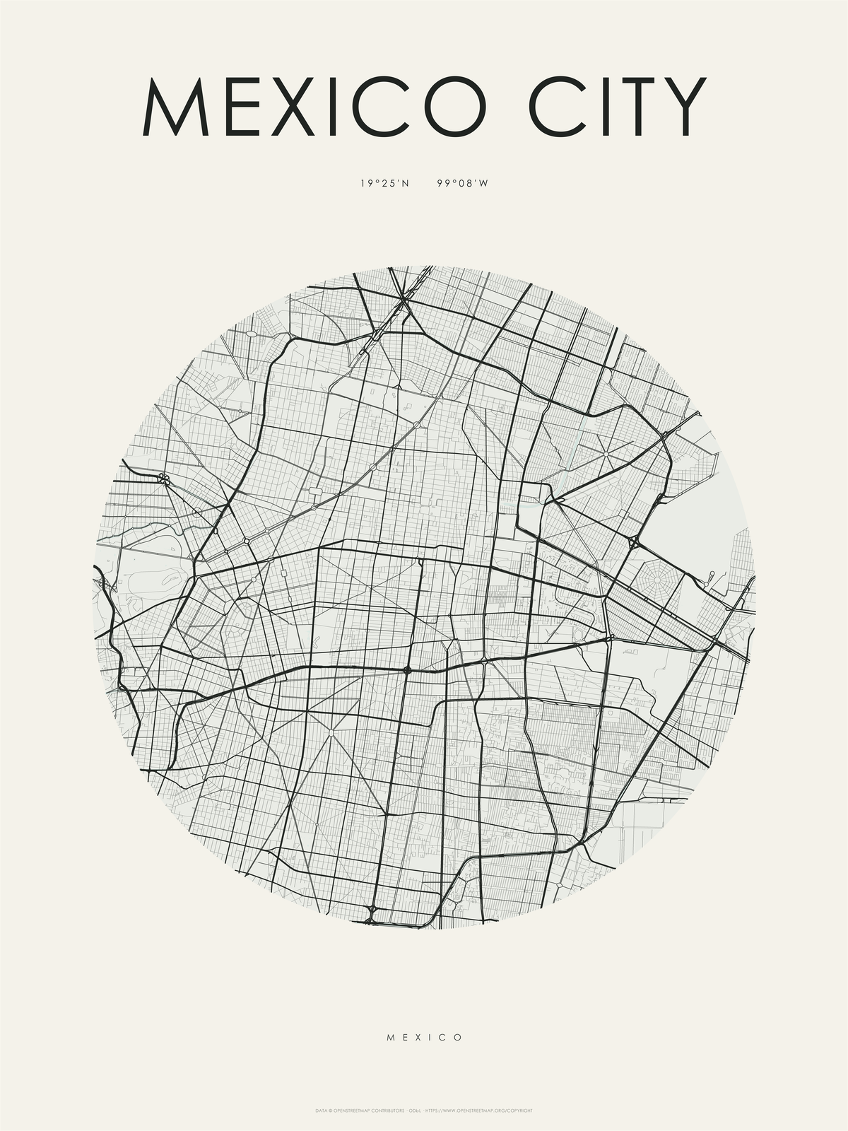 Ciudad de México 1 — mapa artístico 3:4