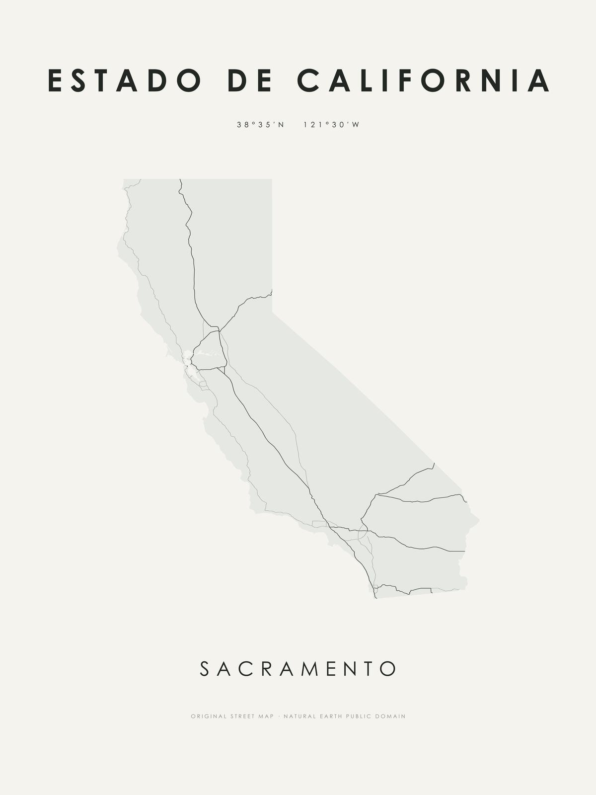 Estado de California 1 — mapa artístico 3:4
