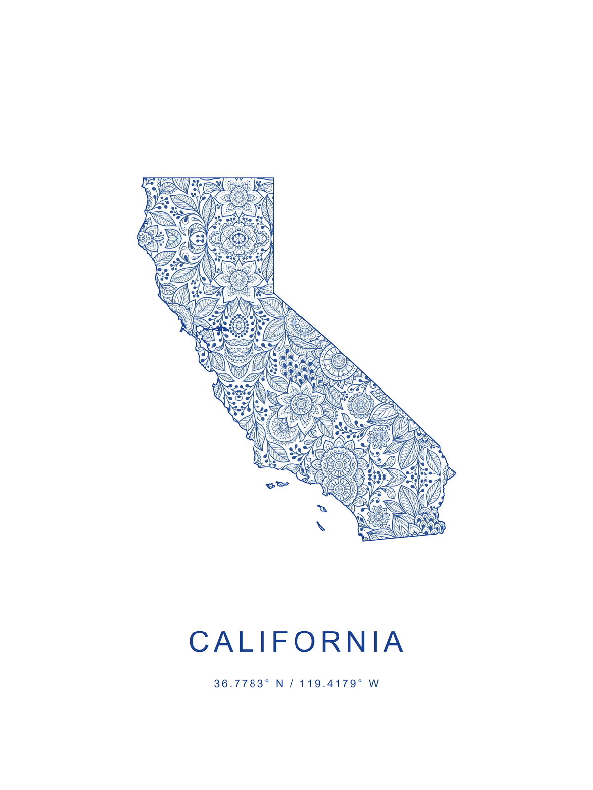 Estado de California 2 — mapa decorativo 3:4