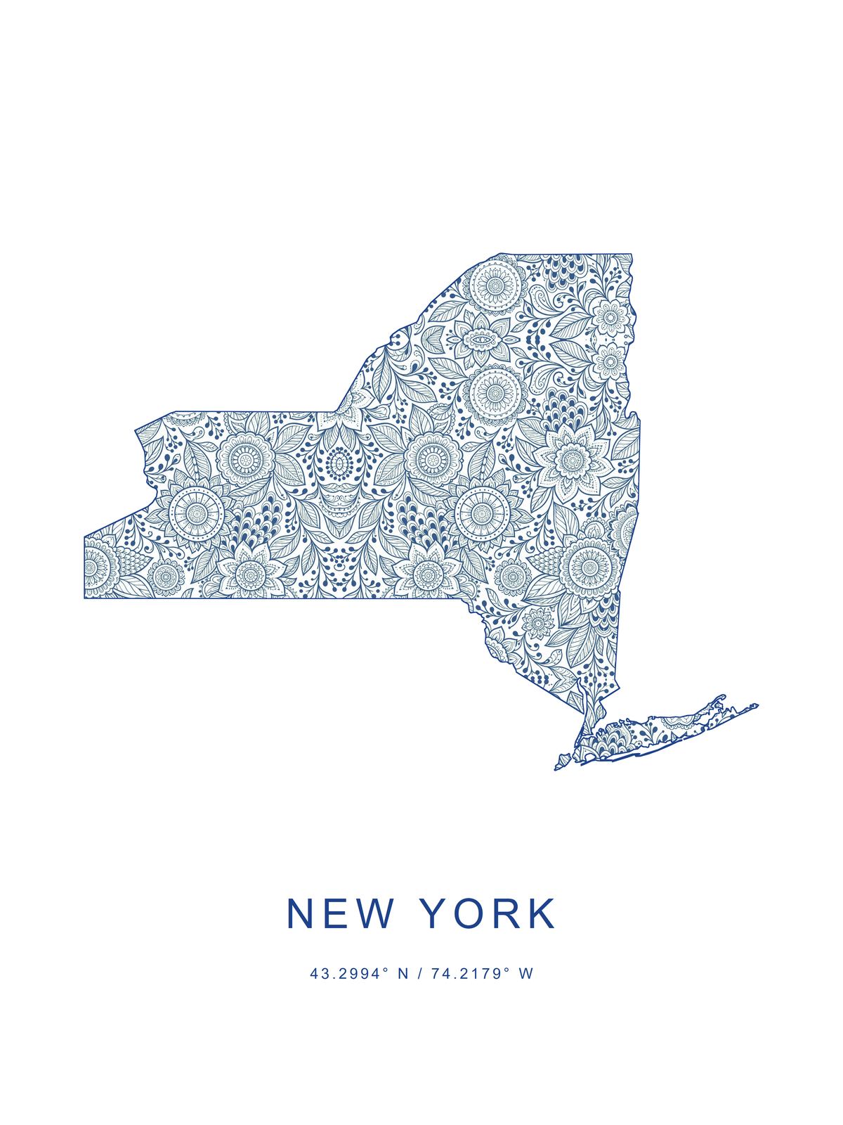 Estado de Nueva York 2 — mapa decorativo 3:4