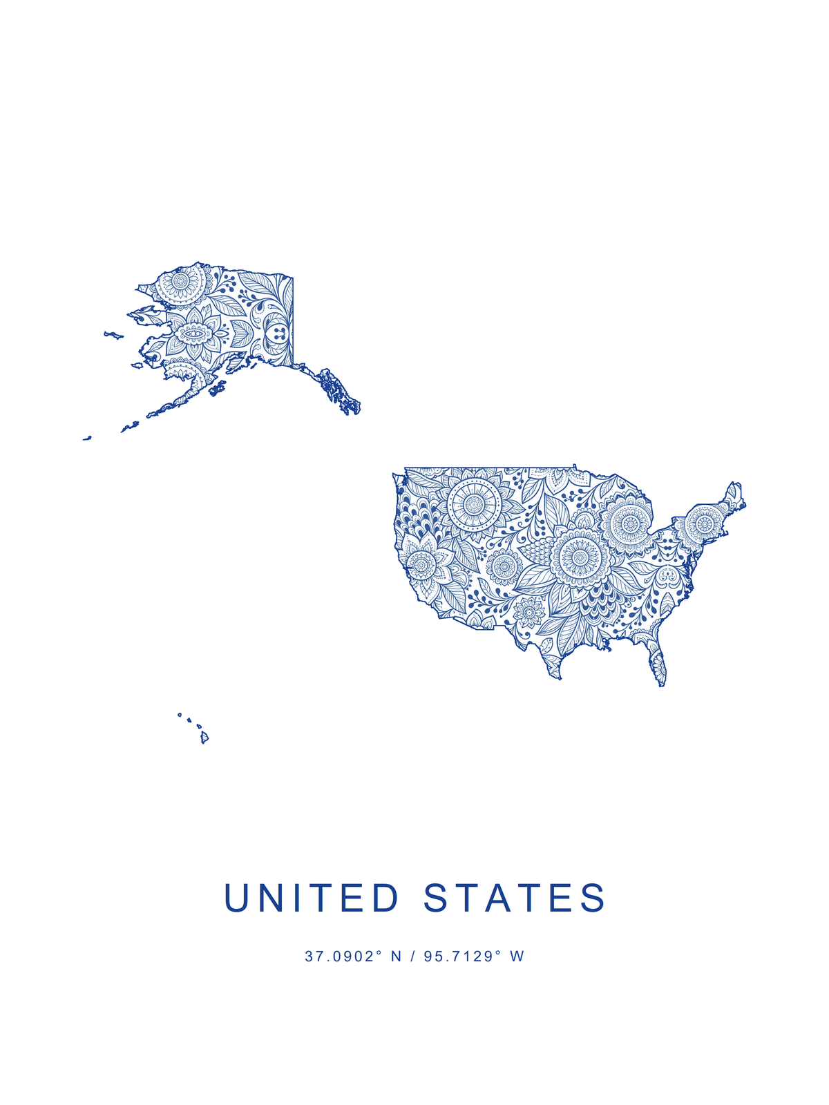 Estados Unidos 1 — mapa decorativo 3:4