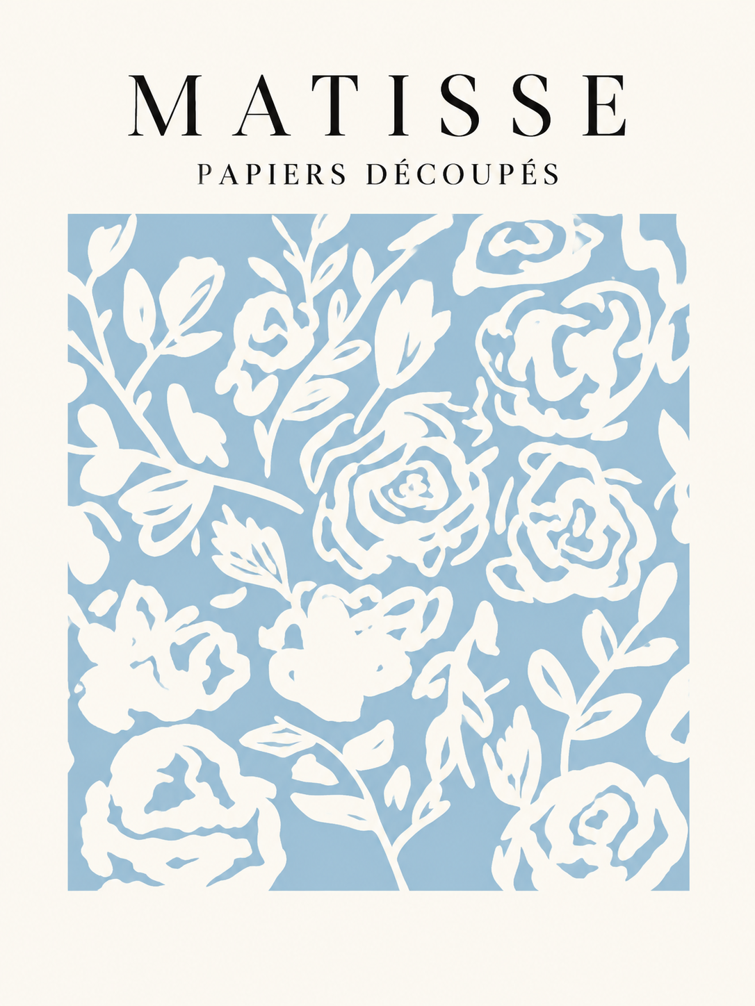 Matisse Flores blancas sobre azul pálido
