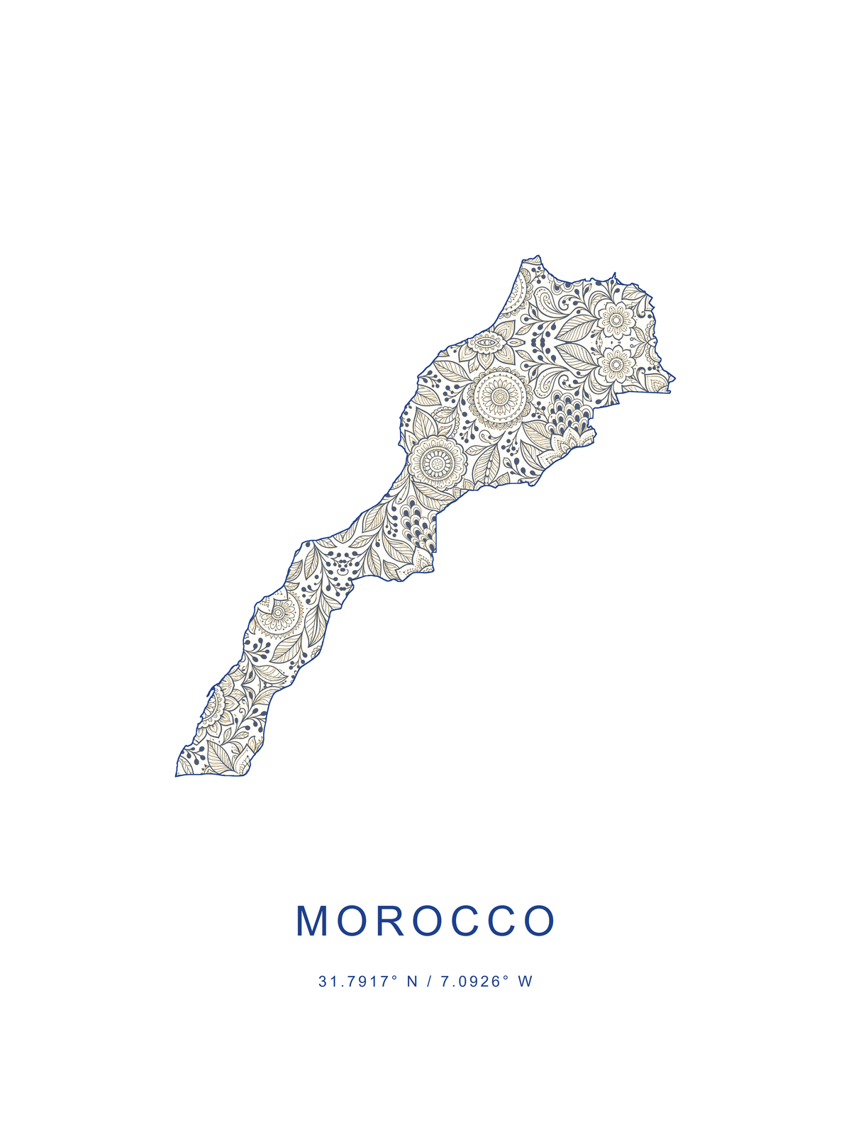 Marruecos 1 — mapa decorativo 3:4