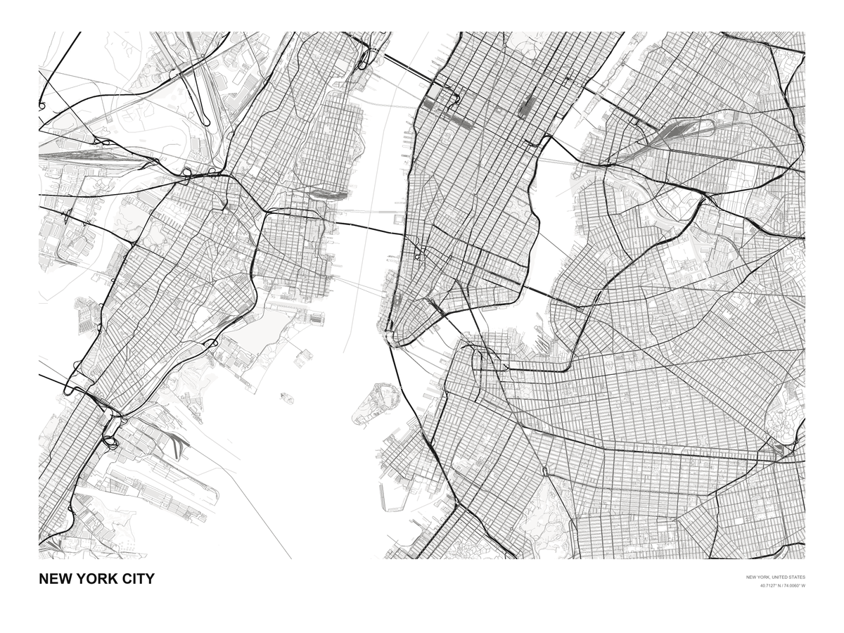 New York City 1, mapa urbano horizontal 4:3