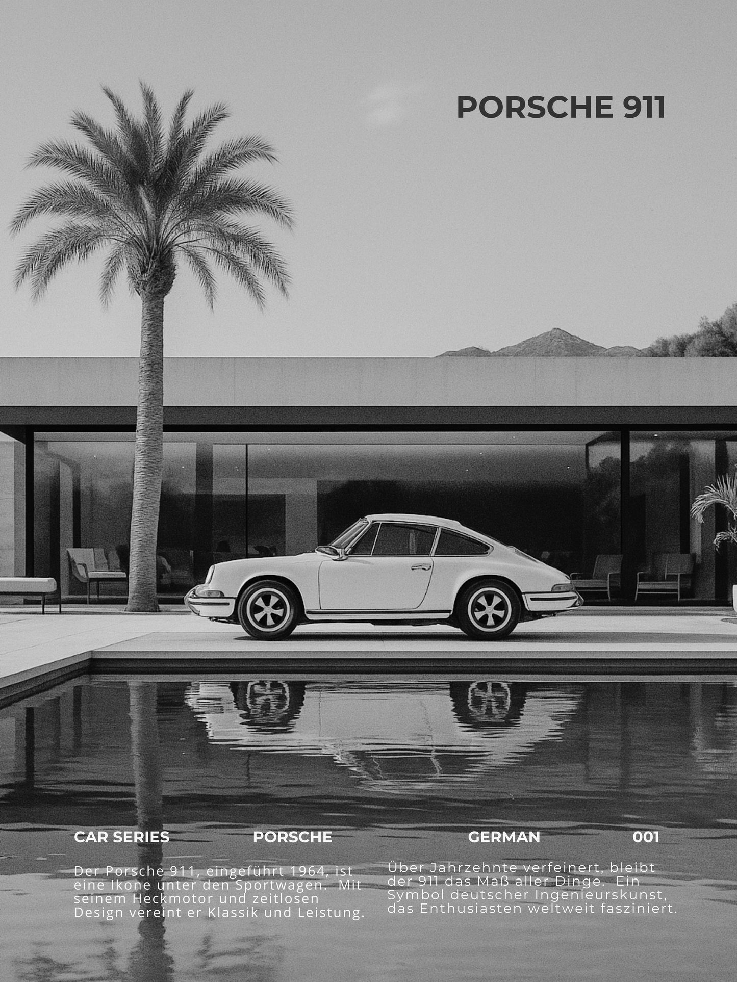 Porsche 911 Black White 3 4 Ratio 8000x10667 300DPI