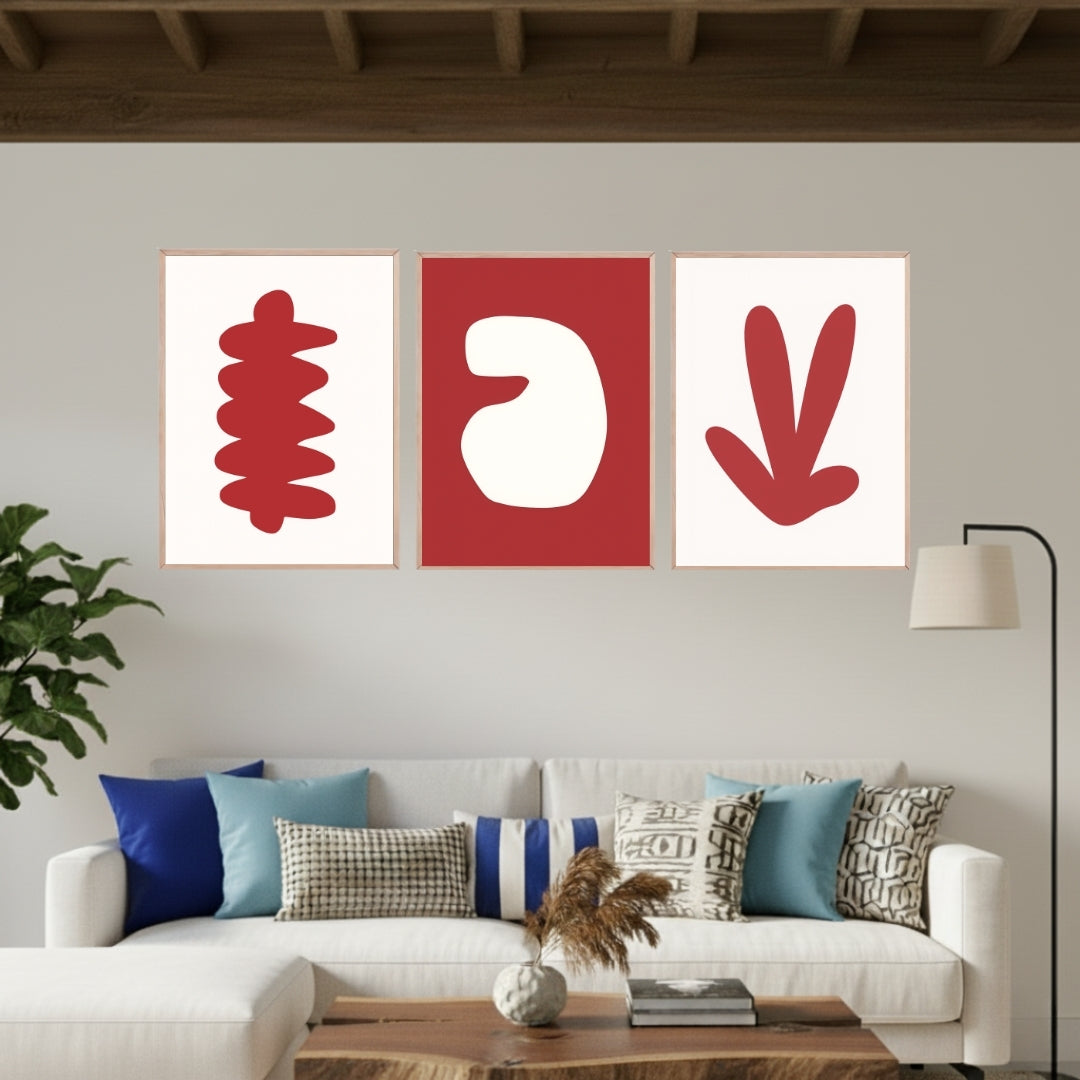 Set de 3 Abstracto en Rojo