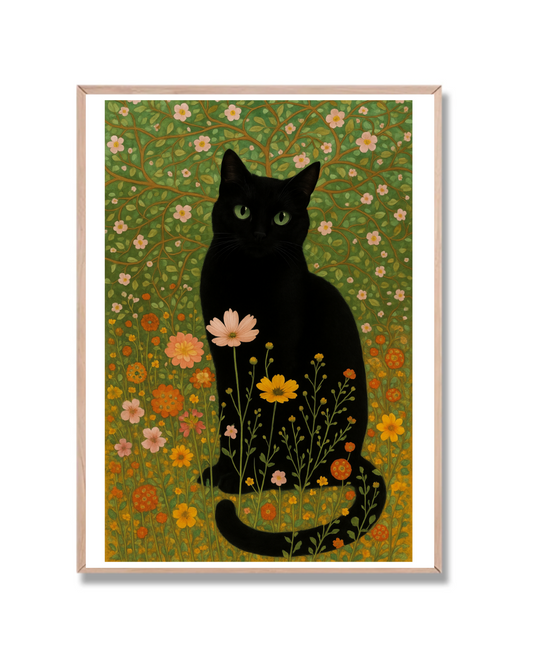 Gato entre flores