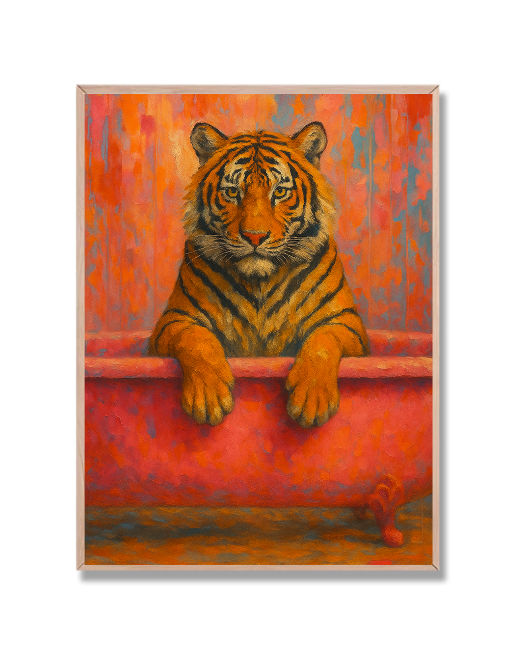 Tigre naranja en baño