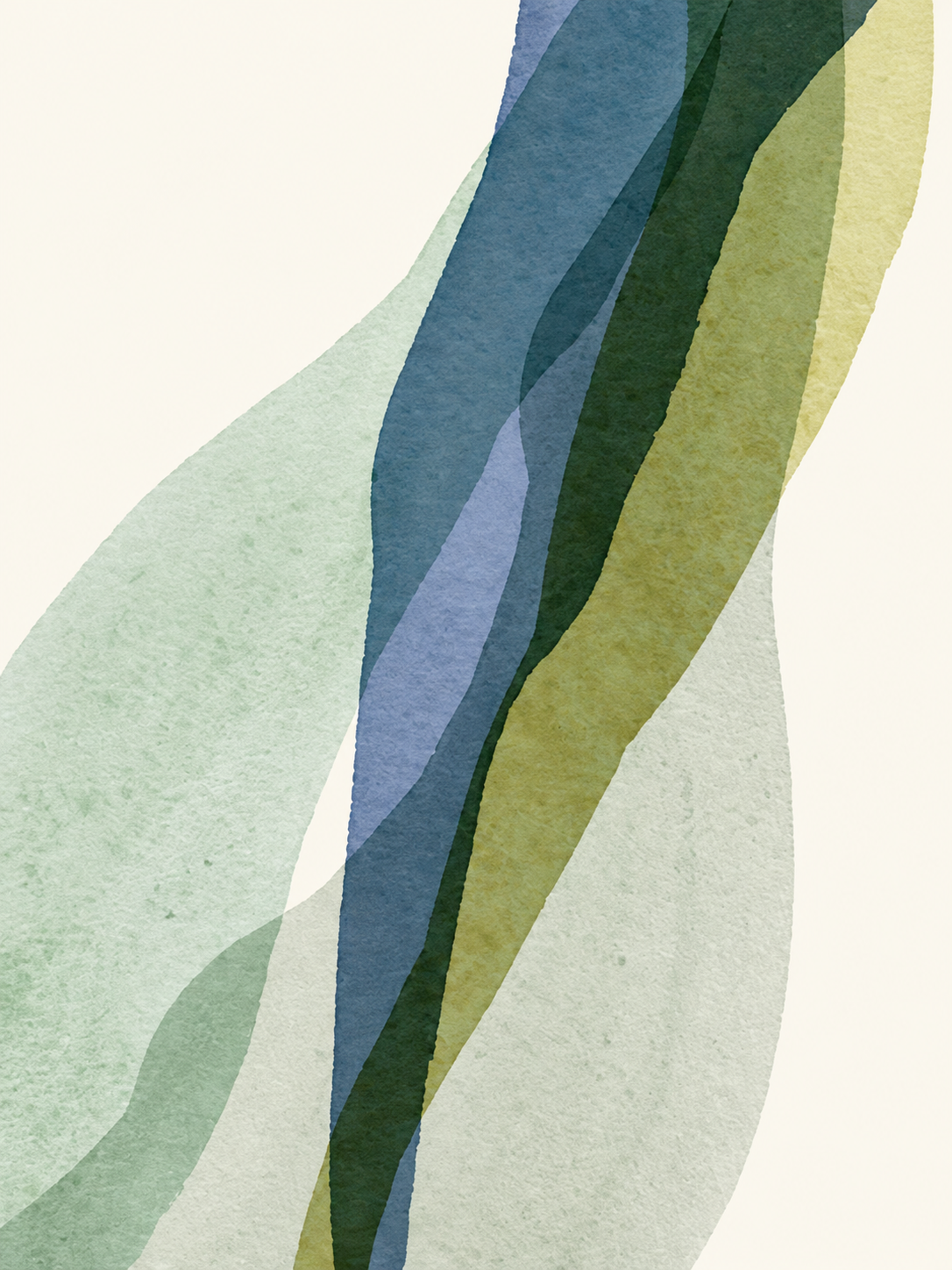 Abstracto de bandas orgánicas azul, verde y oliva