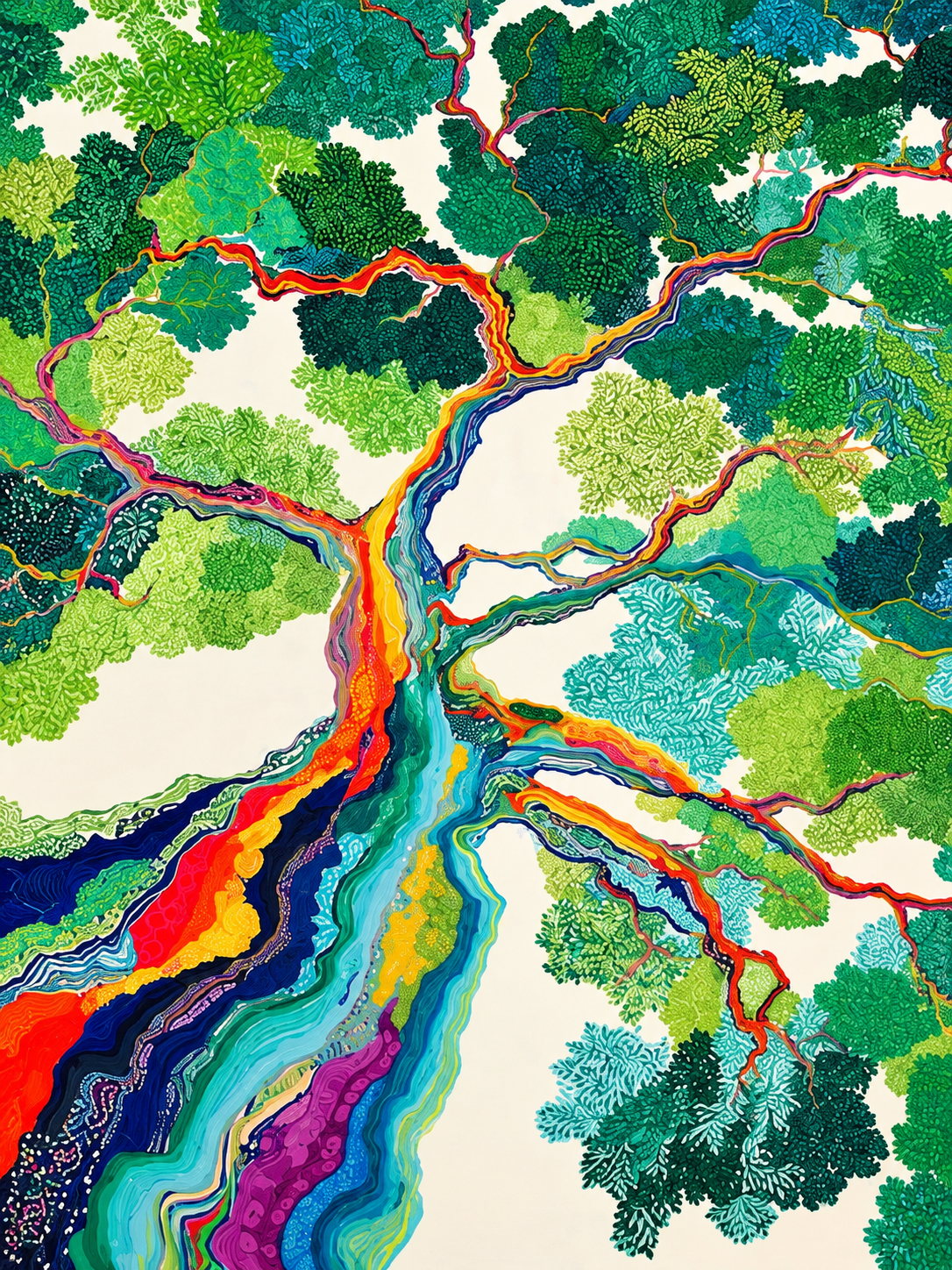 Abstracto de ramificaciones y ríos multicolor