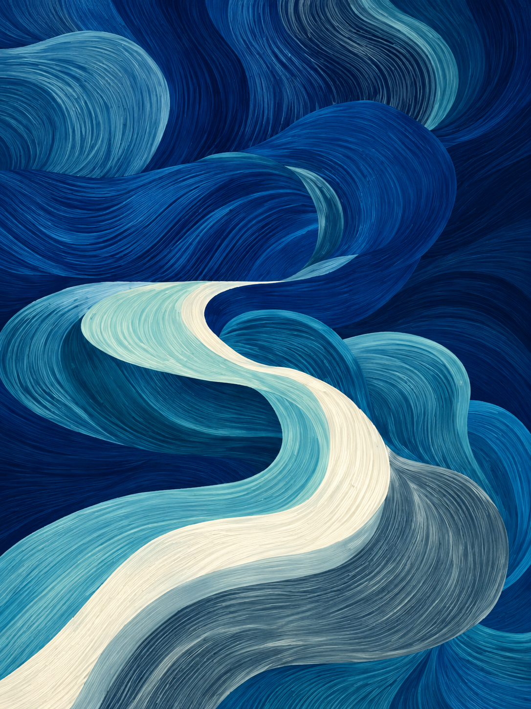Abstracto de ondas azules con cinta crema