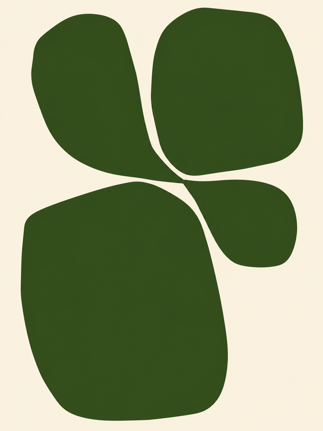 Minimalista de formas orgánicas verde oliva y fondo crema