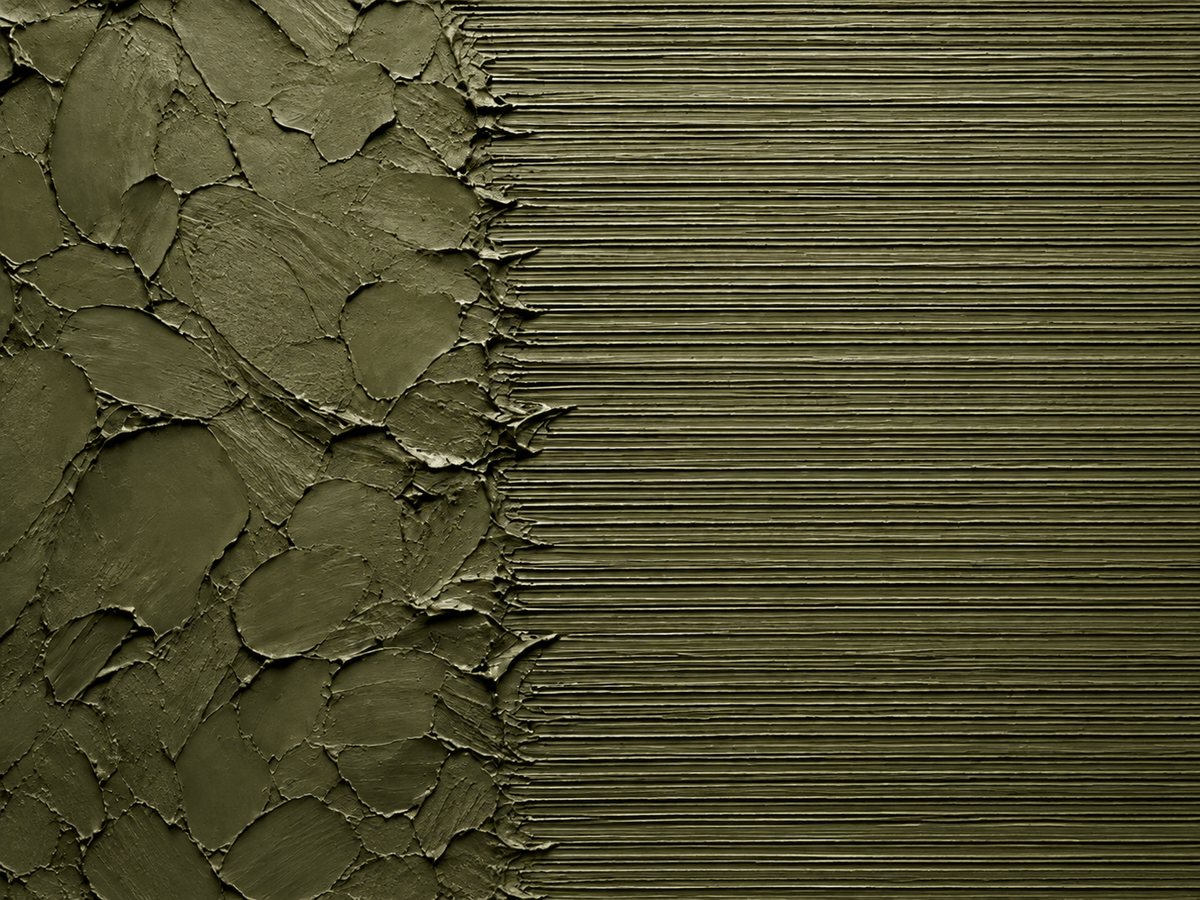 Texturizado verde oliva con impasto y líneas