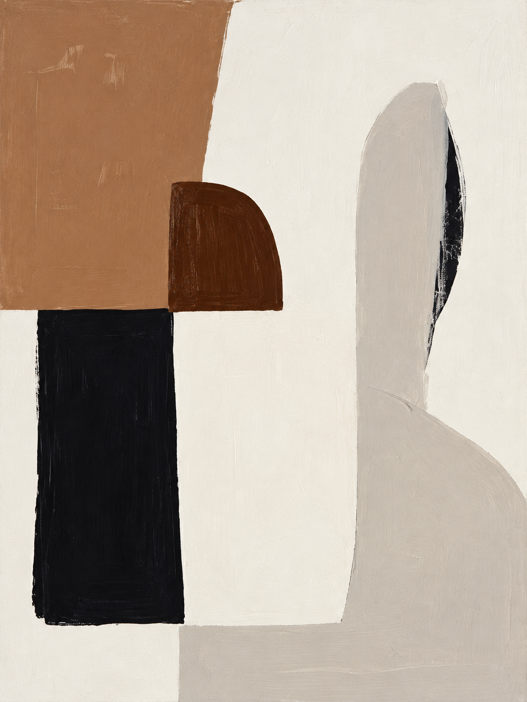 Abstracto minimalista beige, blanco, terracota y negro — Izquierdo