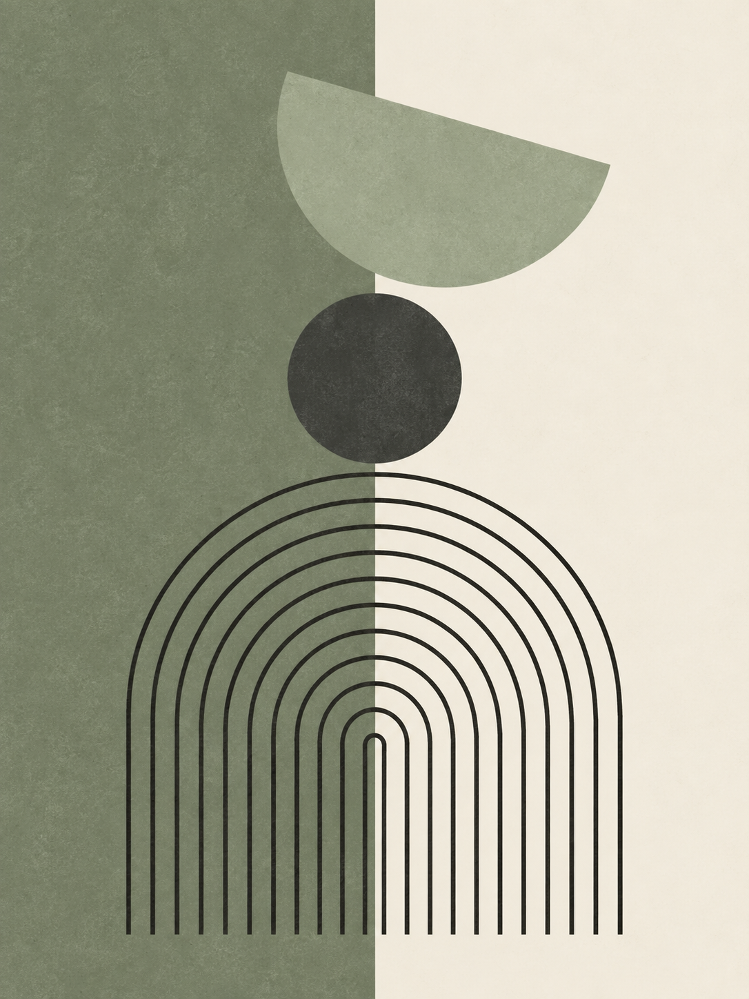 Composición geométrica de arco, círculo y semicírculo verde — Izquierdo