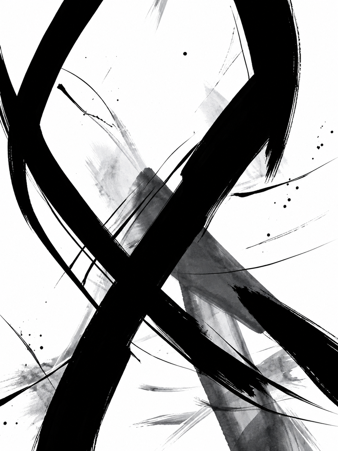 Ramas abstractas negras sobre blanco — Central