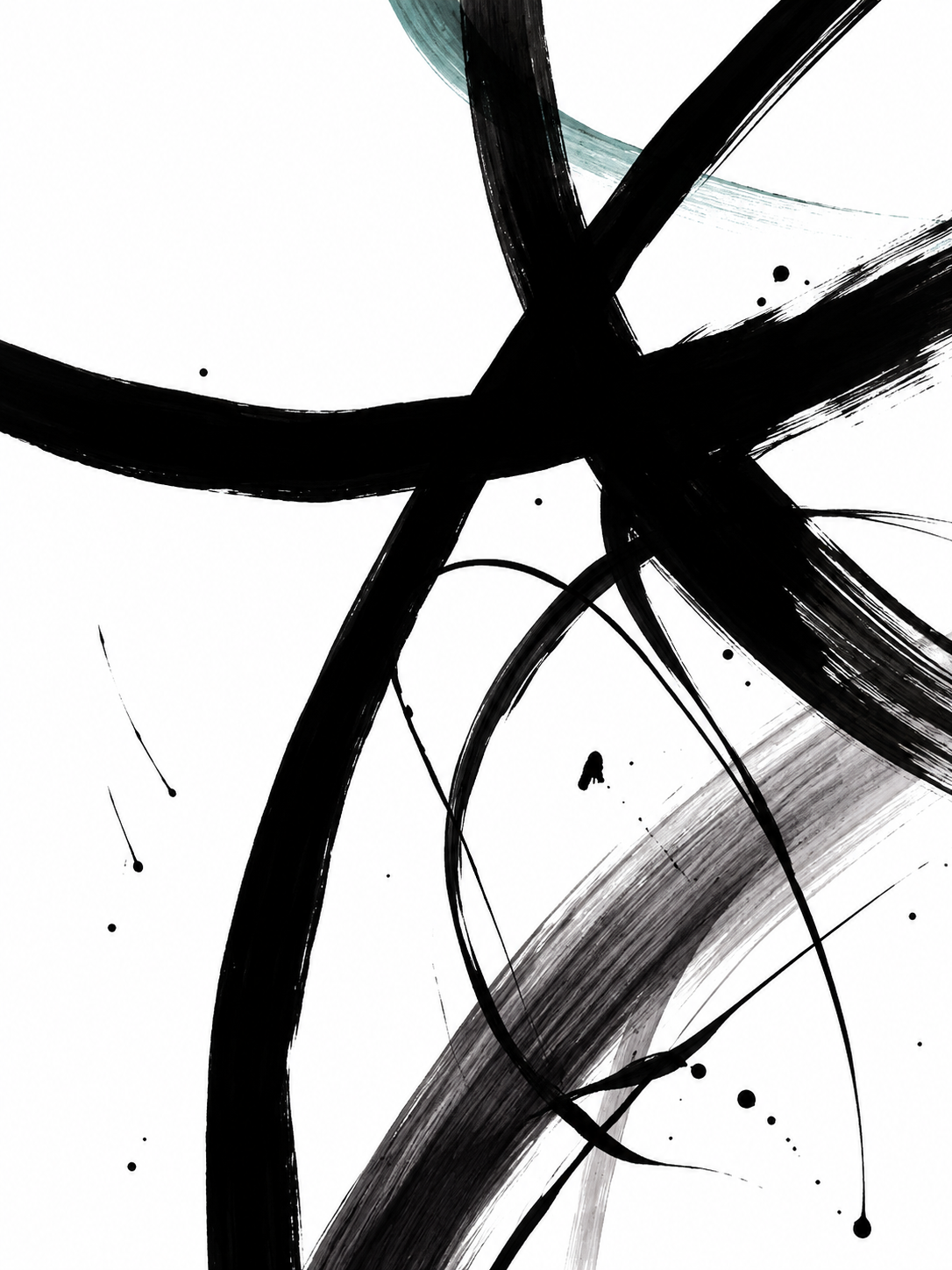 Set de 3 Ramas abstractas negras sobre blanco — obra 3