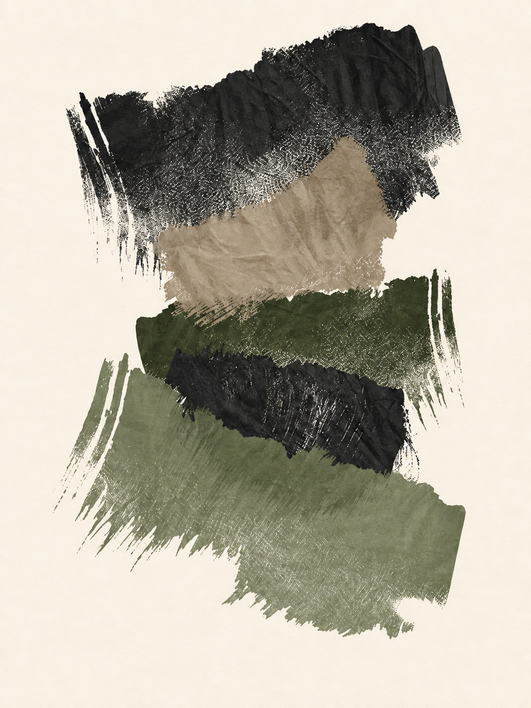 Pinceladas secas negras, beige y verde — Izquierdo