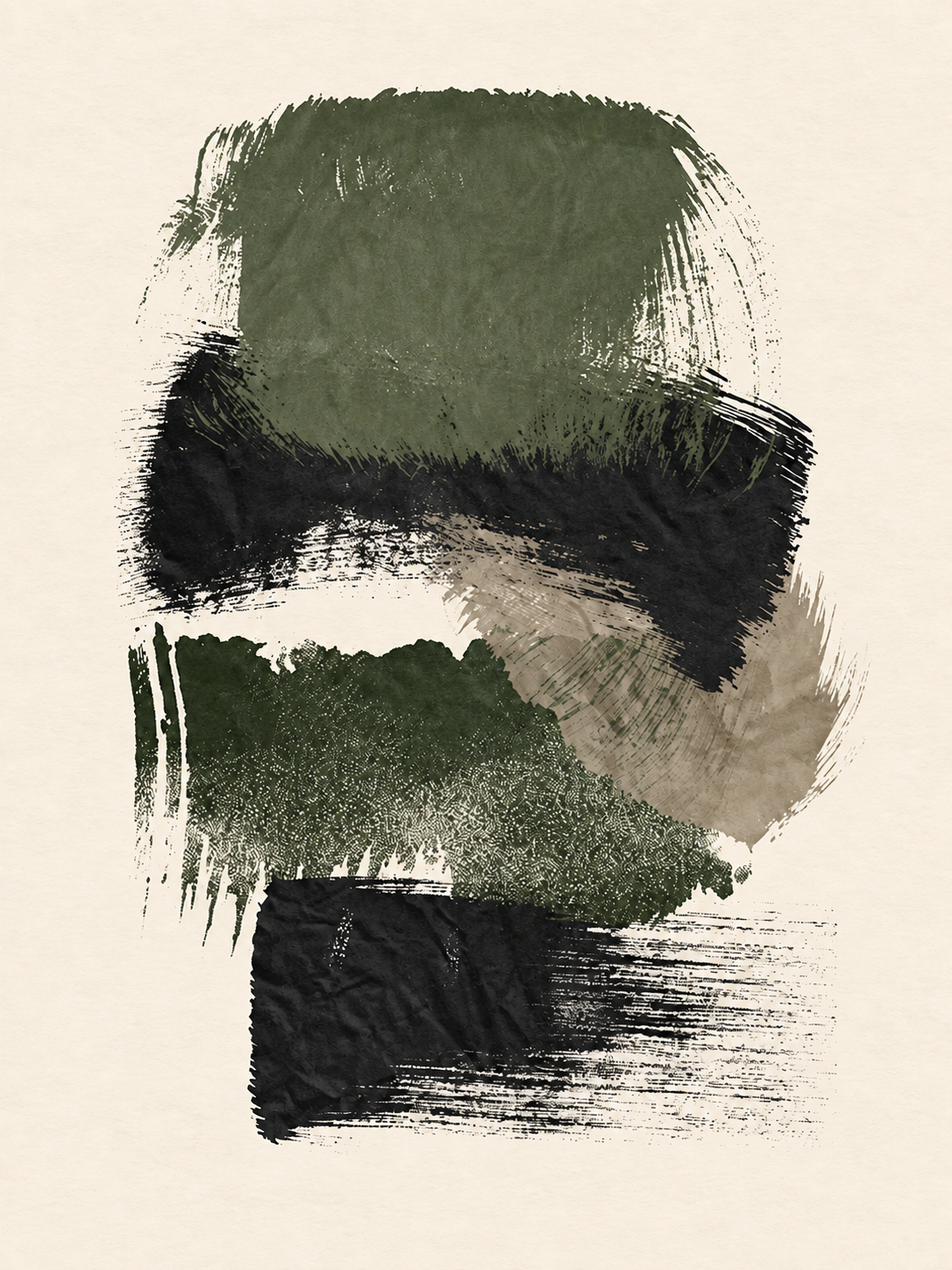 Pinceladas secas verdes, negras y beige — Derecho