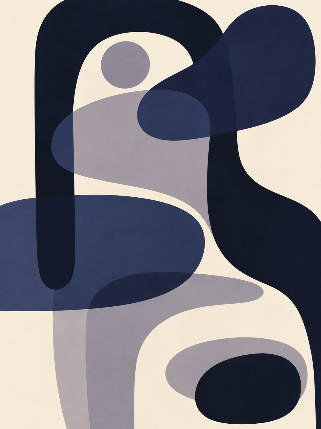 Set de 3 Abstracto orgánico en azul marino, azul y crema — obra 3
