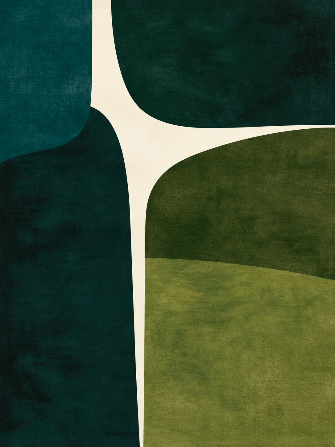 Abstracto botánico verde y turquesa — Izquierdo