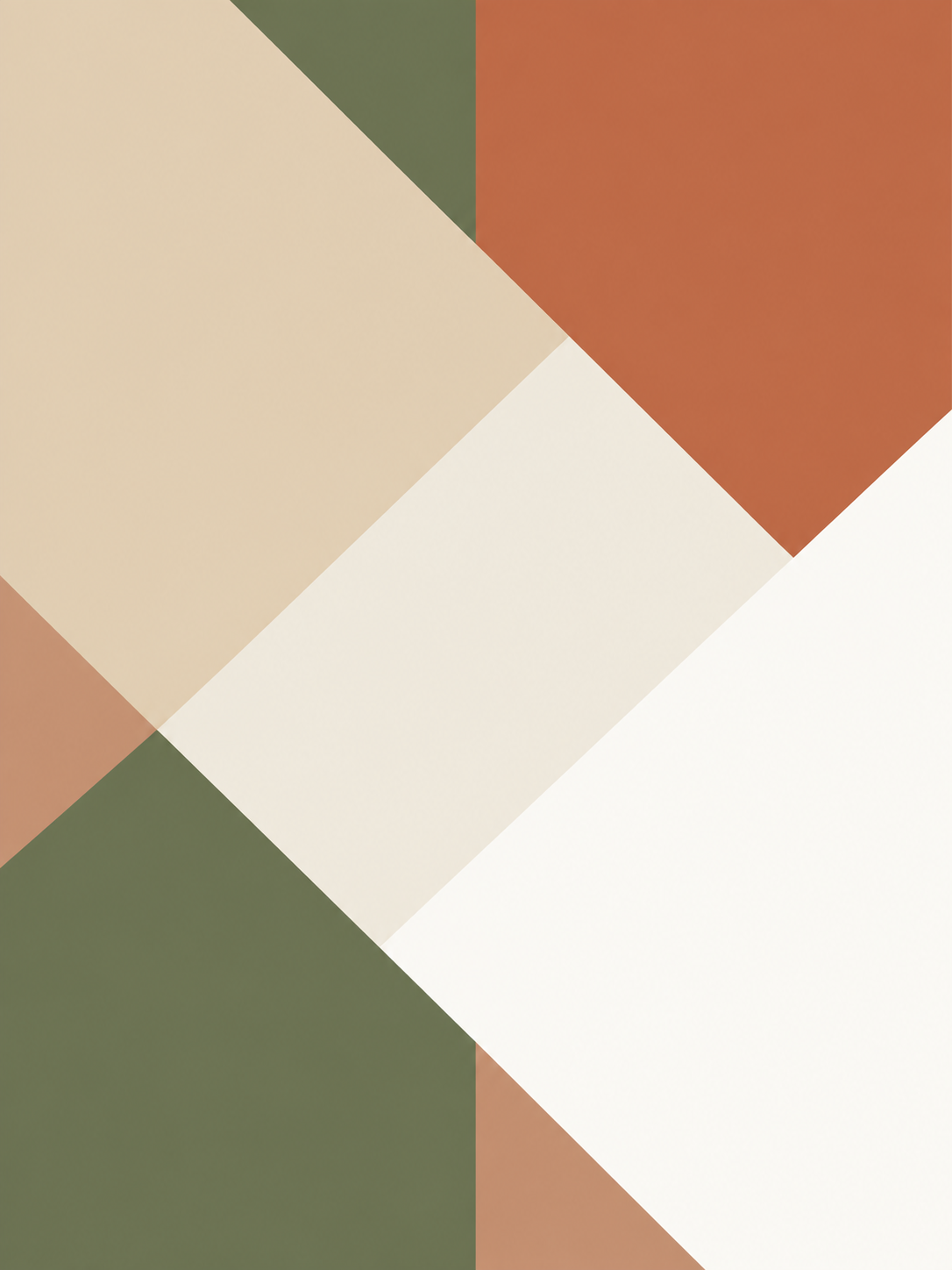 Geométrico diagonal en verde, beige y terracota — Izquierdo