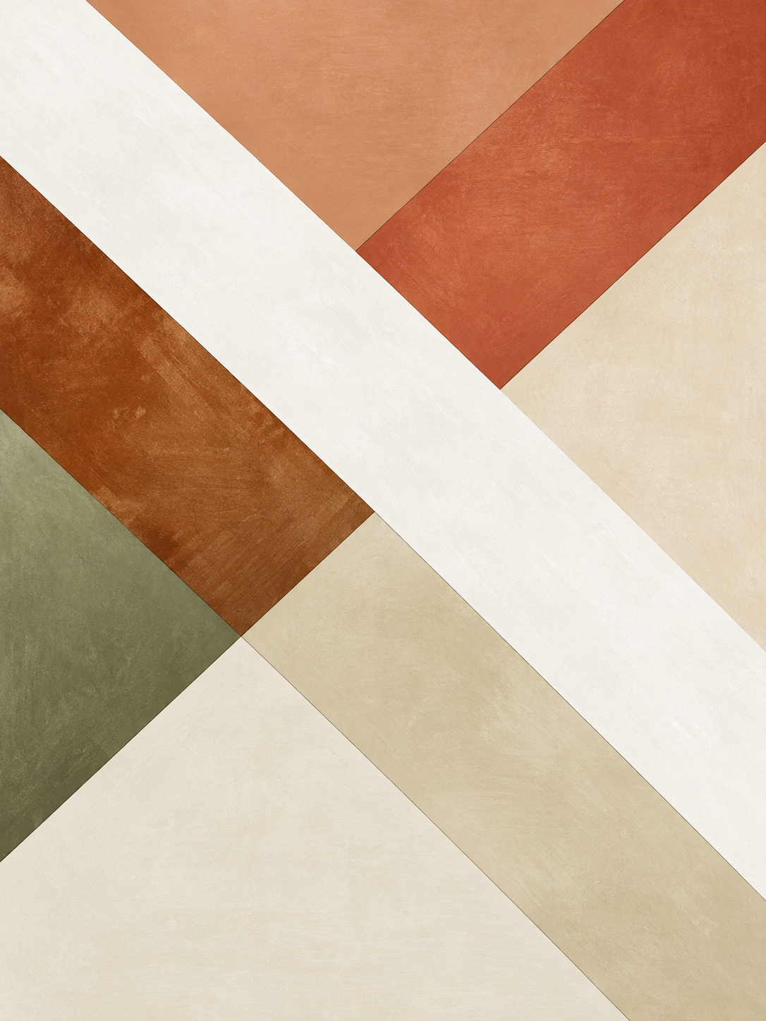 Geométrico diagonal en verde, beige y terracota — Derecho