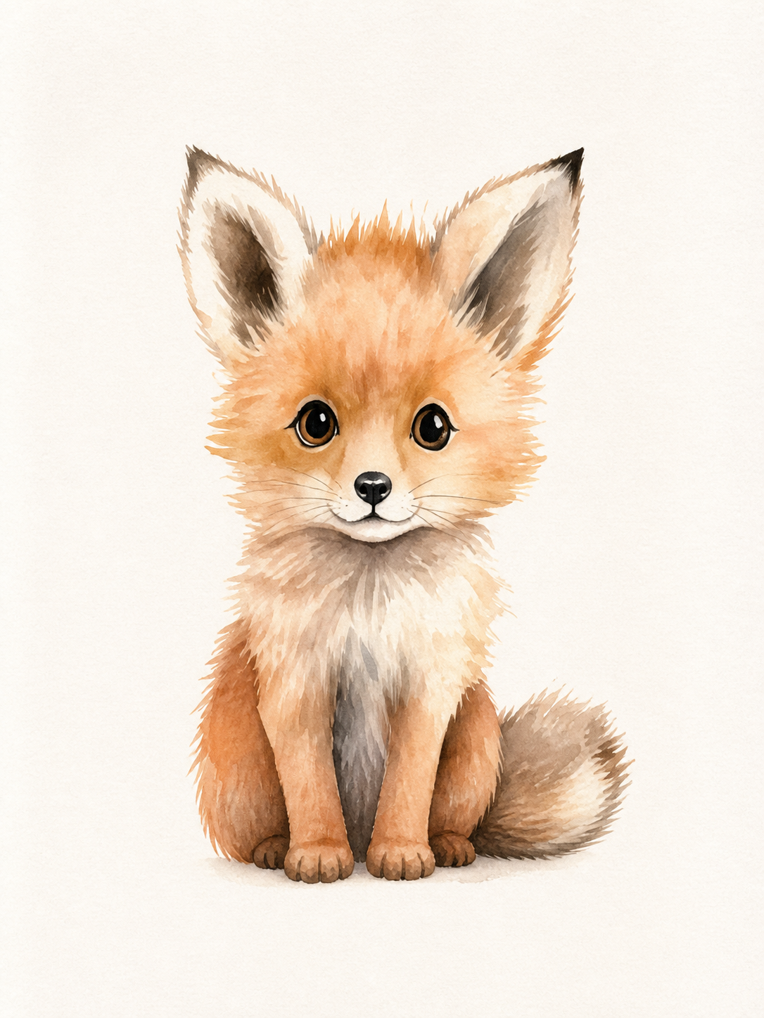 Zorrito Bebé de Acuarela — cuadro infantil
