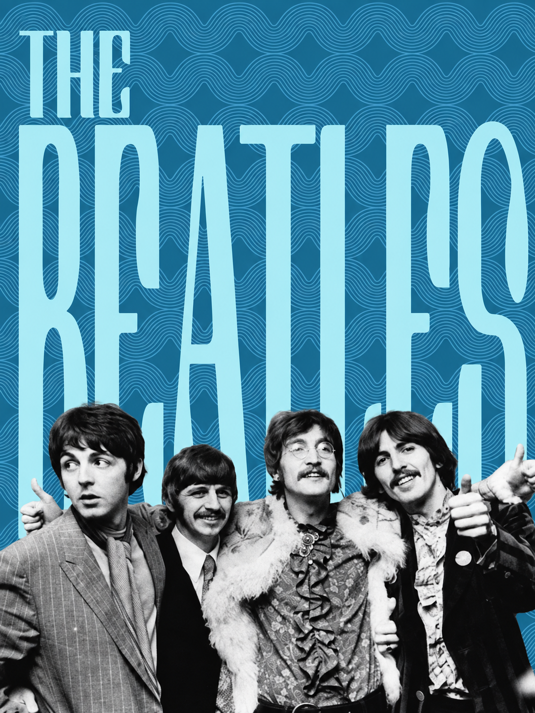 Ilustración 028 — The Beatles Azul — cuadro individual