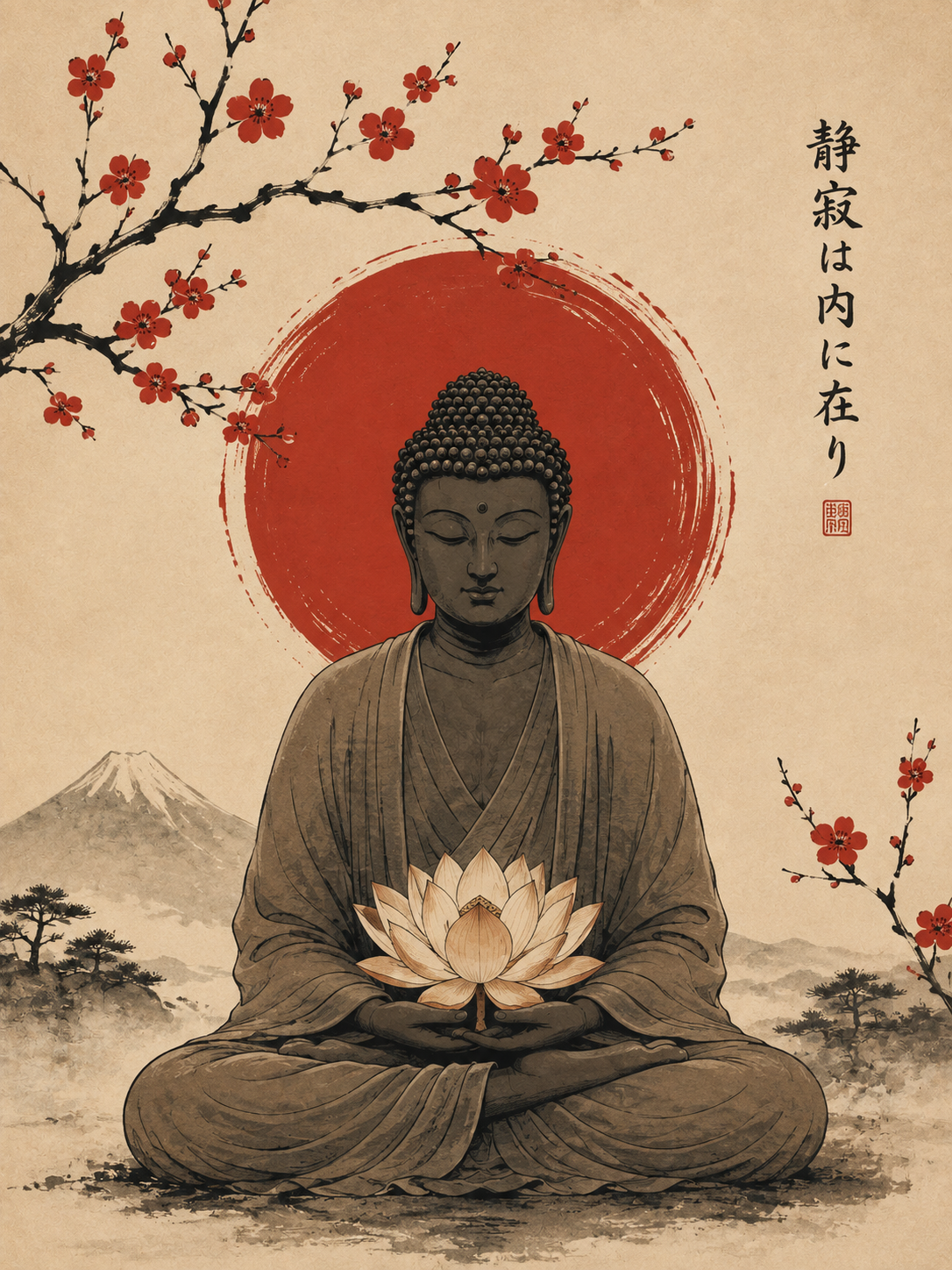 Buda Meditación Roja