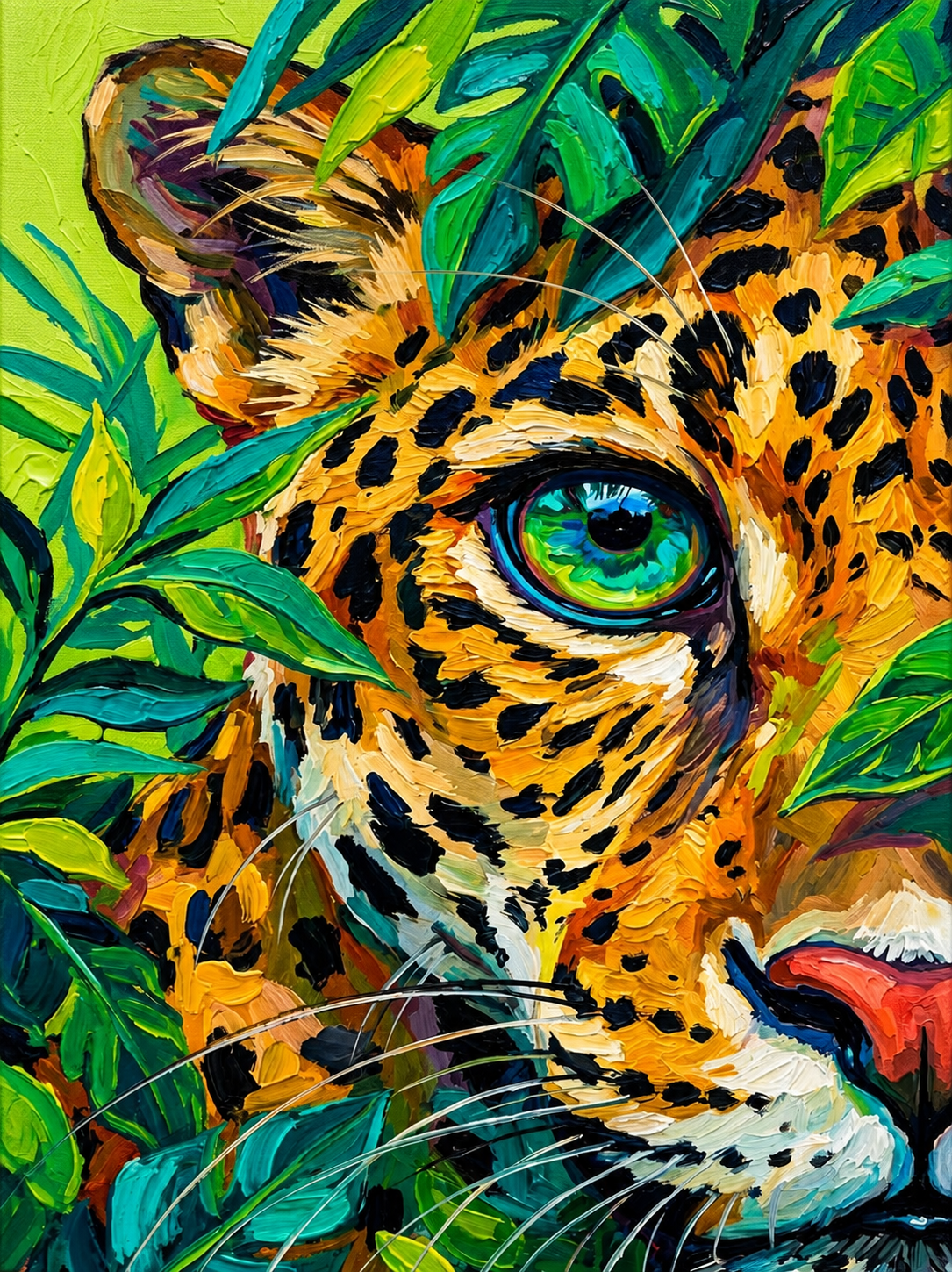 Leopardo entre Hojas