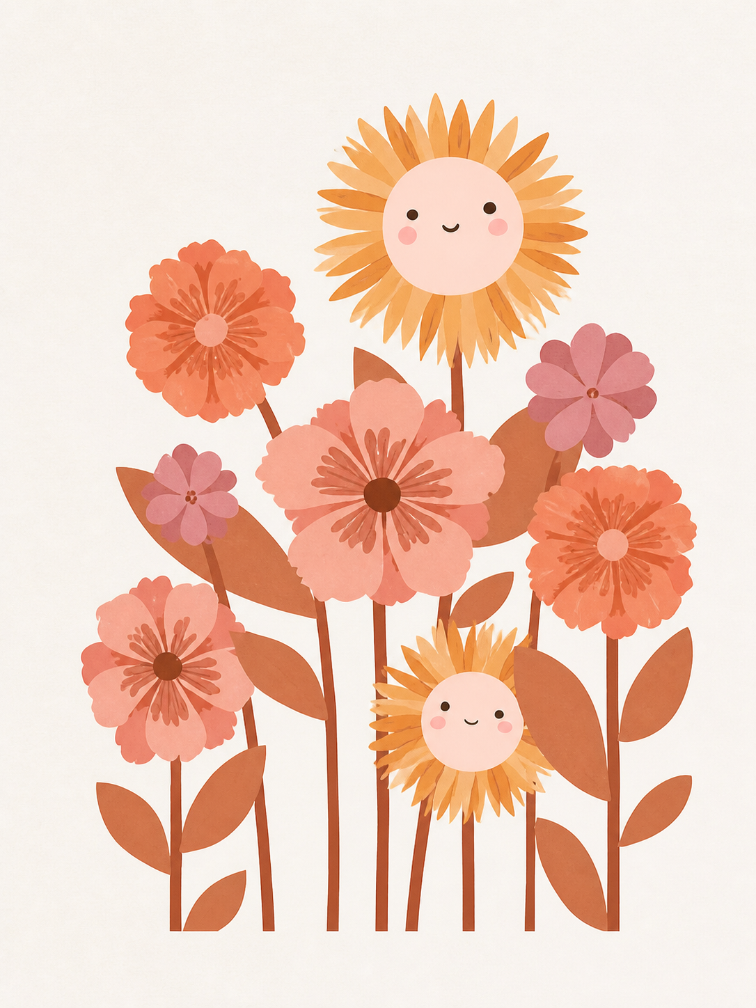 Jardín de Flores Retro — cuadro infantil