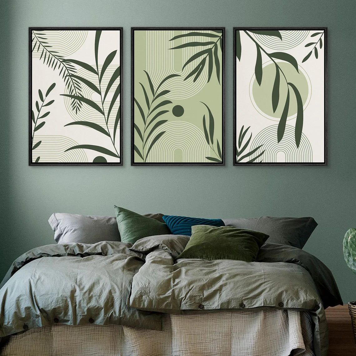 Set de 3 Hojas Verdes Minimalistas
