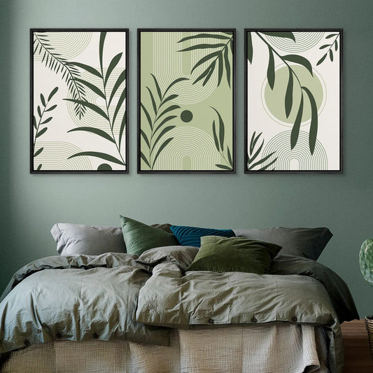 Set de 3 Hojas Verdes Minimalistas