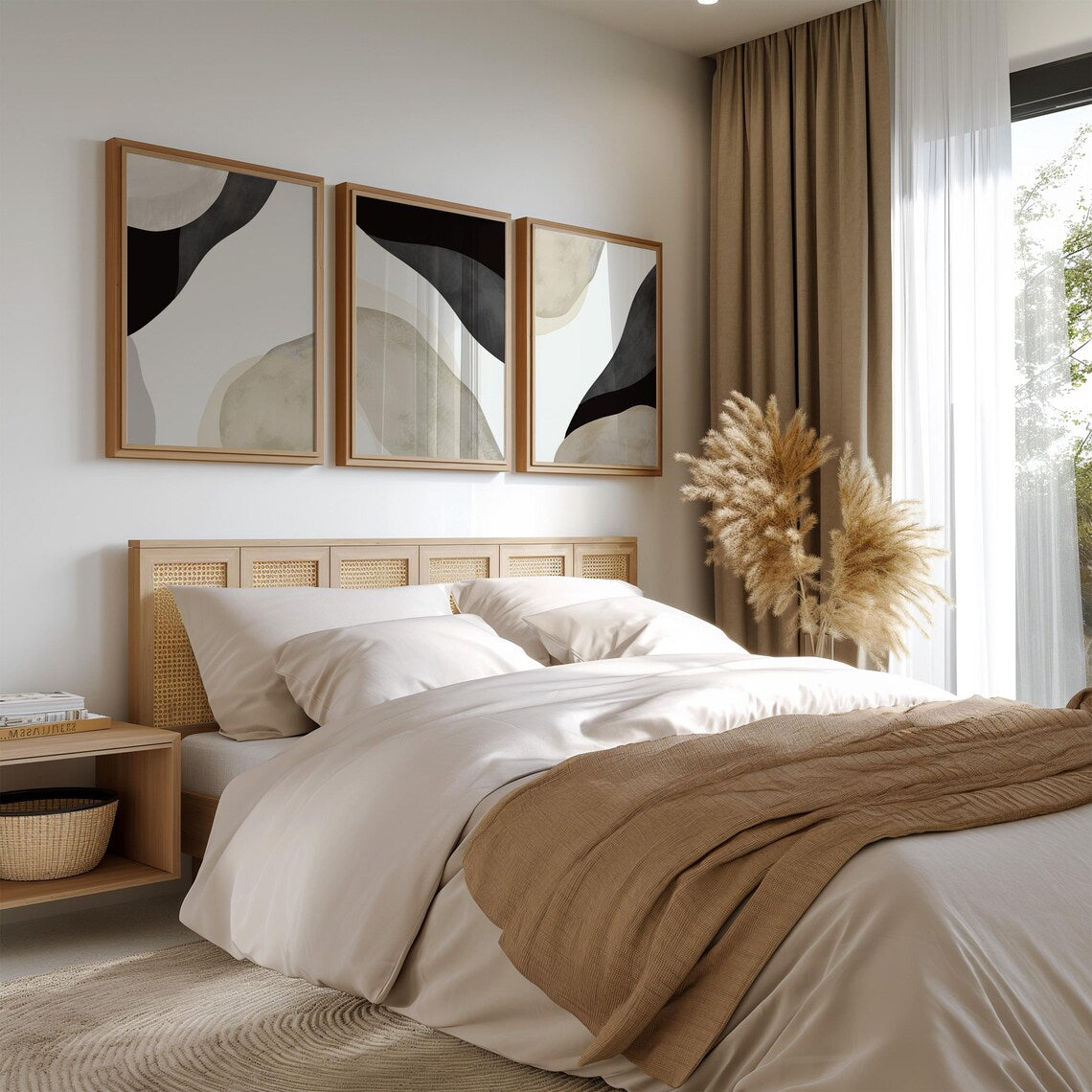 Set de 3 Abstracto Negro Beige