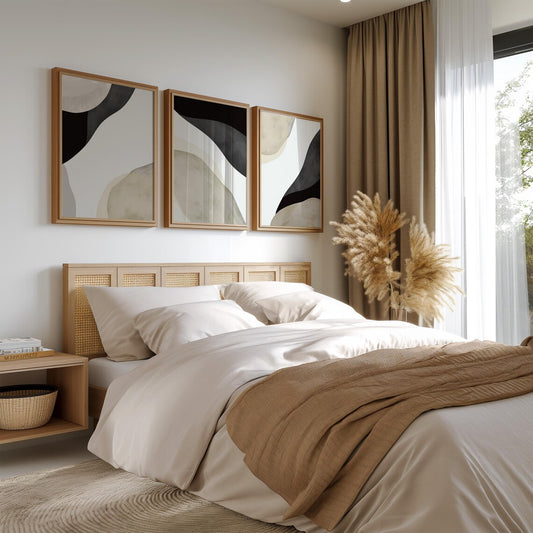 Set de 3 Abstracto Negro Beige