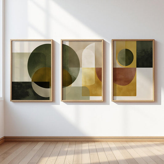 Set de 3 Bauhaus Ocre Verde Círculos