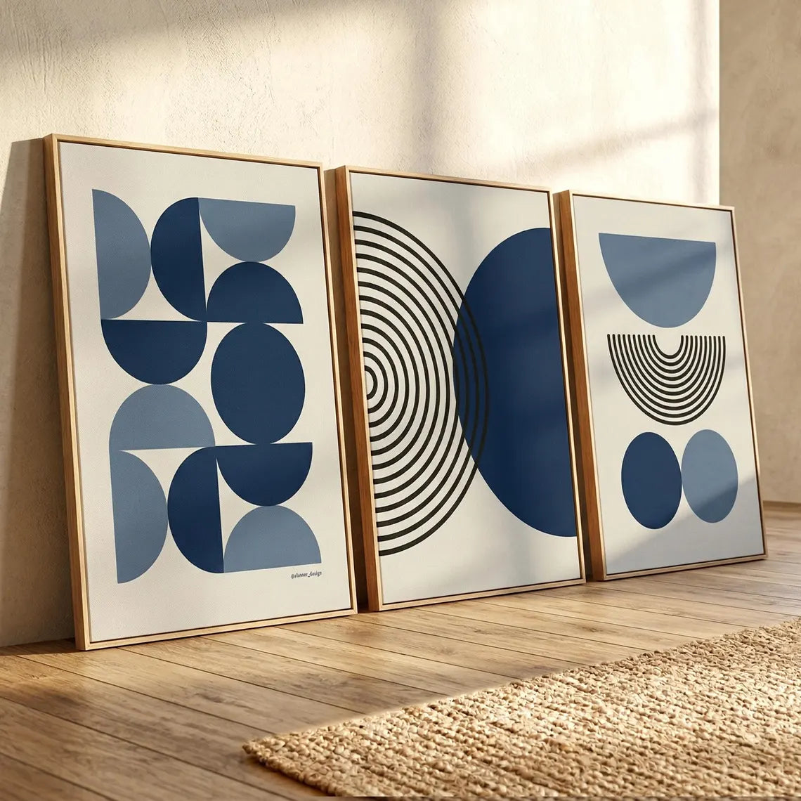 Set de 3 Bauhaus Azul Marino Círculos