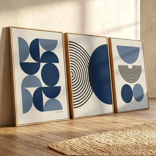 Set de 3 Bauhaus Azul Marino Círculos