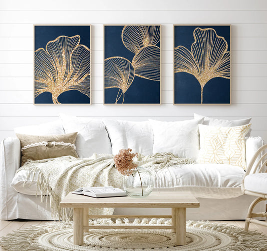 Set de 3 Botánico Azul y Oro