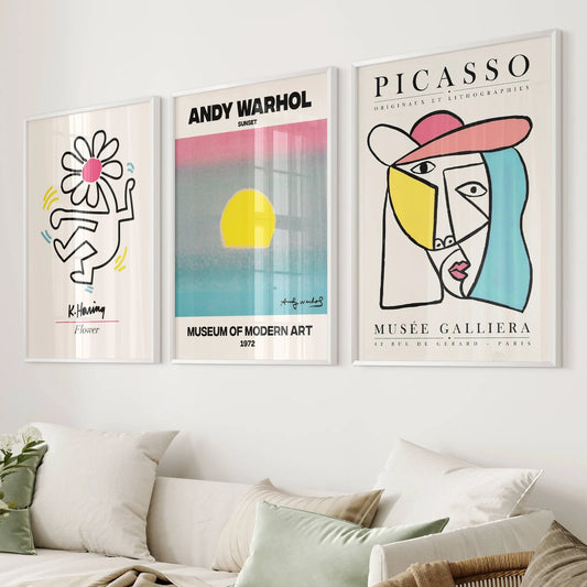 Set de 3 Warhol, Picasso y Haring