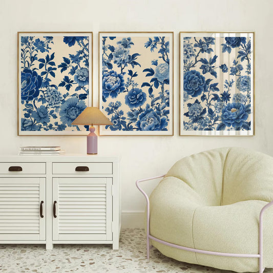 Set de 3 Floral Azul