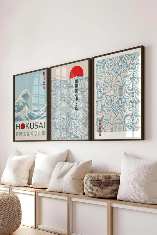 Set de 3 Arte Japonés Oceánico