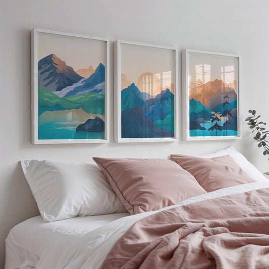 Set de 3 Montañas con tonos azules