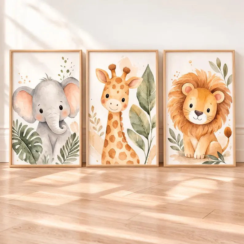 Set de 3 Safari Bebe Acuarela