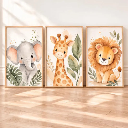Set de 3 Safari Bebe Acuarela