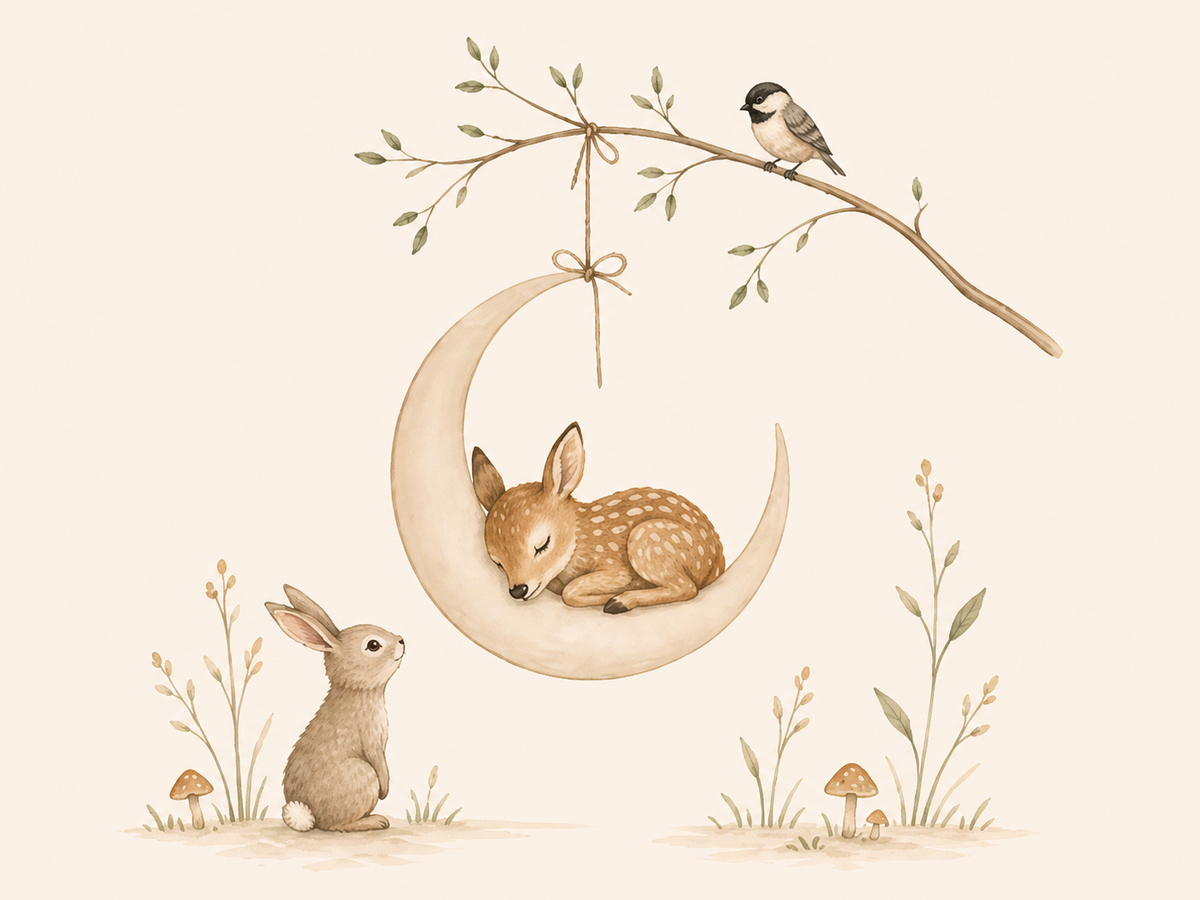 Ciervo en la Luna — cuadro infantil